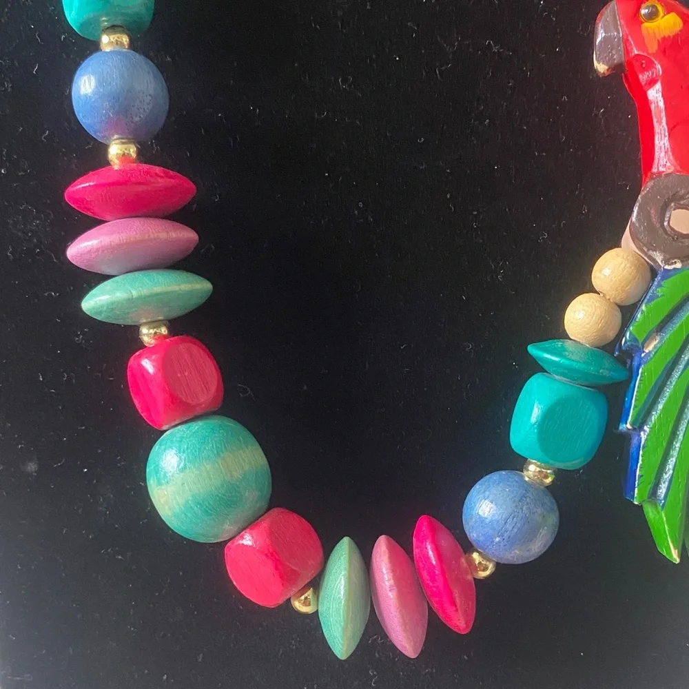 Colorful Parrot 🦜 Wood Beaded Necklace